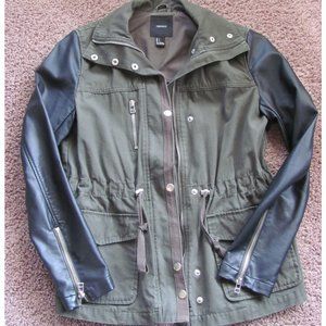 Forever 21 Green and Faux Leather Utility Jacket